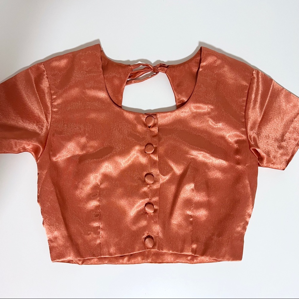Burnt Orange Saree Blouse Crop Top
